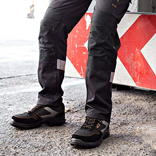 Calzado Deportivo Masculino de Seguridad con Puntera Ultraligera de Zapatos de Trabajo al Tobillo Kevlar S1P SRC 1997 Black Hammer Black Hammer (45 EU)