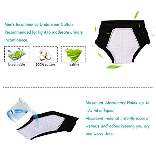 Calzoncillos para incontinencia hombres Ropa interior reutilizable lavable con almohadilla absorbente