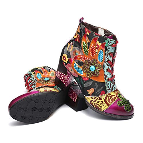 Camfosy Botines de Tacón de para Mujer Botas de Cuero de Invierno Cálido con Tacón Alto Botas de Invierno Cómodas Botas con Cremallera Botas Originales Boheme 2018