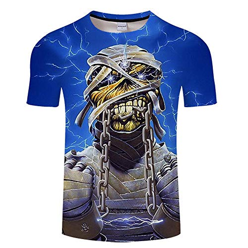 Camiseta Cráneo Camiseta con Estampado 3D Hombres Mujeres Camiseta Verano Divertido Manga Corta O-Cuello Tops y Camiseta Streetwear Asianxl Tx176