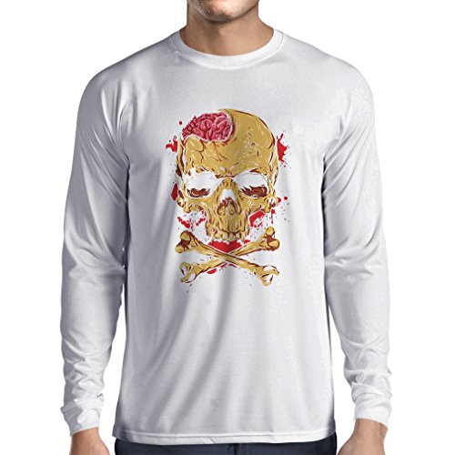 Camiseta de Manga Larga La Calavera (X-Large Blanco Multicolor)