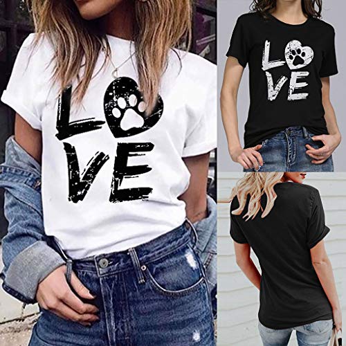 Camiseta de Mujer Manga Corta Corazón Impresión Blusa Camisa Cuello Redondo Promociones Verano Blusa Mujer Top