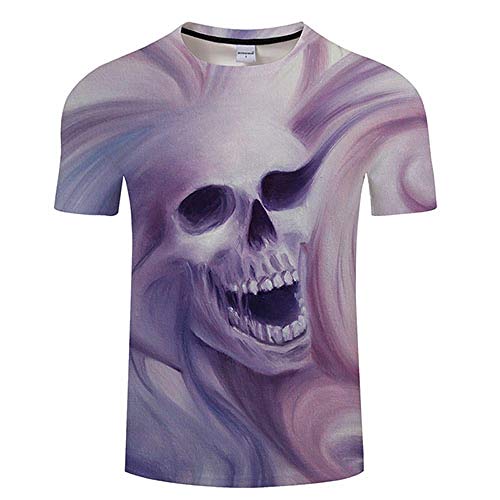 Camiseta Paint Skull Camiseta con Estampado 3D Hombres Mujeres Camiseta Verano Divertido Manga Corta O-Cuello Tops y Camisetas Loose Asian6Xl Tx376