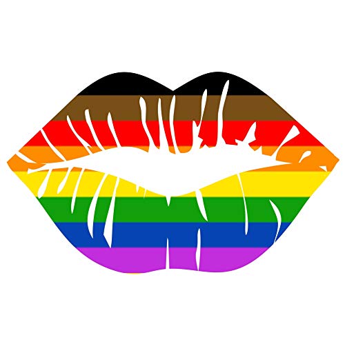 Camiseta para Hombre, diseño de Gay Pride Parade Kiss Labios Boca LGBTQ QIAAP Blanco Blanco S (Pecho 89 cm- 94 cm)