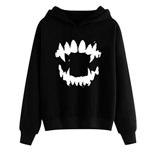 Camisetas De Mujer Manga Larga Halloween Ropa Mujer Sudadera con Capucha De Manga Larga con Calabaza Estampado De Halloween Abrigo de Fiesta Pullover de Casual Chaqueta de Club