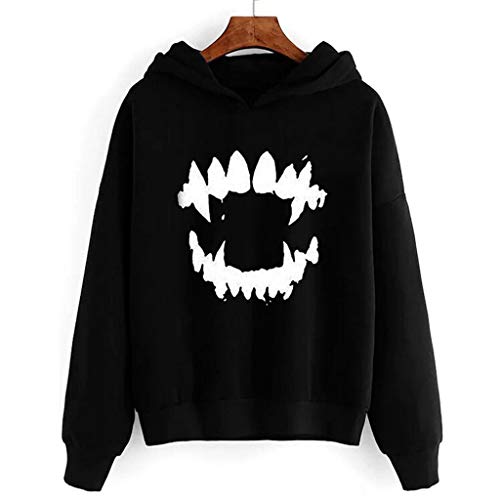 Camisetas De Mujer Manga Larga Halloween Ropa Mujer Sudadera con Capucha De Manga Larga con Calabaza Estampado De Halloween Abrigo de Fiesta Pullover de Casual Chaqueta de Club