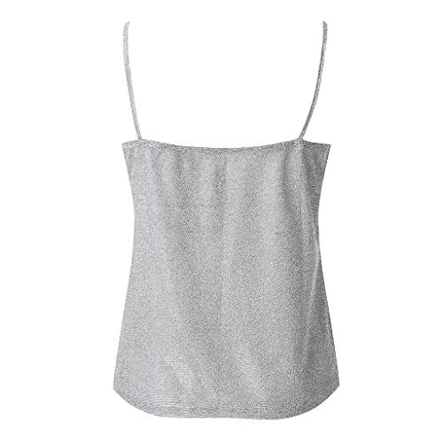 Camisola Mujer Glitter para Mujer con Tirantes Tank Tops Ladies Sexy Sparkle Cami Swing de Verano Dama Color Solido Correa Suelta Columpios Volantes Blusa Camiseta sin Mangas