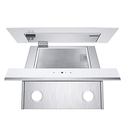 Campana CBCW6736N Extractora de Pared 60cm 750m³/h 210W - Pantalla Táctil - 3 Niveles - Evacuación al Exterior y Recirculación Interna por Filtro de Carbón CBCF003 - Cristal & Acero Inox. Blanco