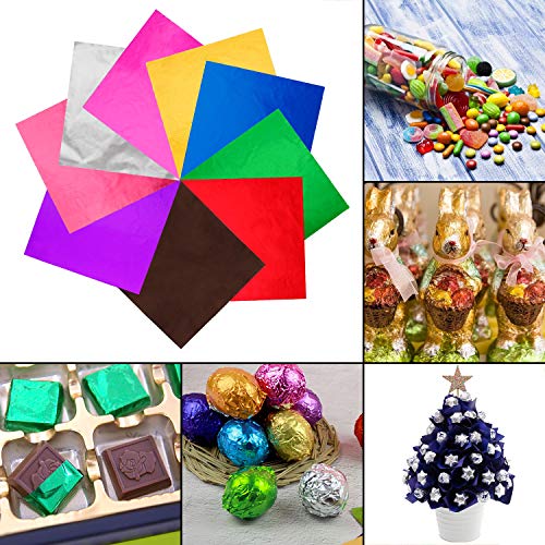 Candy Envoltorios 900 Piezas Aluminio Envoltorios de Dulces de Chocolate Envoltura de Papel de Aluminio Dorado para Navidad Envases de Dulces y Chocolate de Bricolaje 9 Colores