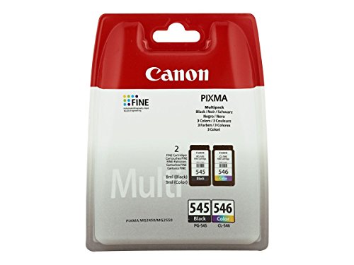 Canon PG-545+CL-546 Cartucho Multipack de tinta original Negro y Tricolor para Impresora de Inyeccion de tinta Pixma.