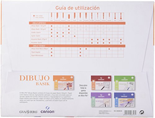 Canson 406346 - Papel para dibujo, 24 x 32 cm, 1 unidad con 10 hojas