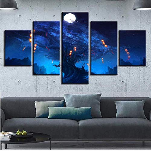 Canvas Paintings 5 Panels Home Decor Wall Art Beach Yoga Sunset Landscape Canvas Paintings Abstract Modular Picture Artwork （ELL917）