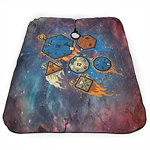 Capa de corte de pelo Rainbow D20 Dice Set in Space Corte de pelo Delantal de salón Capa de corte de pelo para adultos Champú para el cabello Capas de peluquería 55 X 66 in