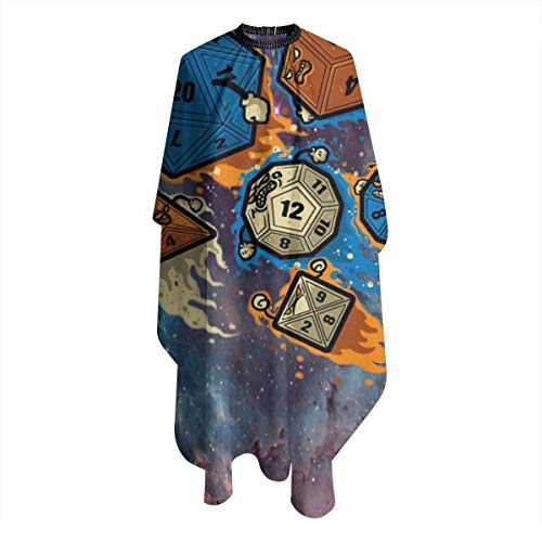 Capa de corte de pelo Rainbow D20 Dice Set in Space Corte de pelo Delantal de salón Capa de corte de pelo para adultos Champú para el cabello Capas de peluquería 55 X 66 in