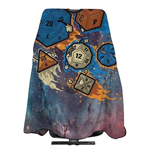 Capa de corte de pelo Rainbow D20 Dice Set in Space Corte de pelo Delantal de salón Capa de corte de pelo para adultos Champú para el cabello Capas de peluquería 55 X 66 in
