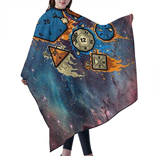 Capa de corte de pelo Rainbow D20 Dice Set in Space Corte de pelo Delantal de salón Capa de corte de pelo para adultos Champú para el cabello Capas de peluquería 55 X 66 in