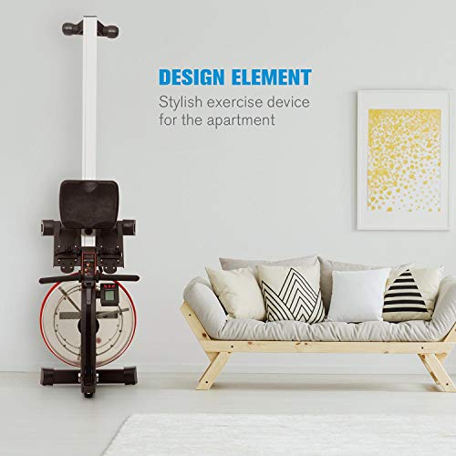 Capital Sports Rowlympic Remoergómetro - Banco de Remo, Pantalla LCD, Riel de Aluminio de 115 cm, Diseño de Almacenamiento Compacto Vertical, Peso soportado 150 kg, Ruedas de Transporte