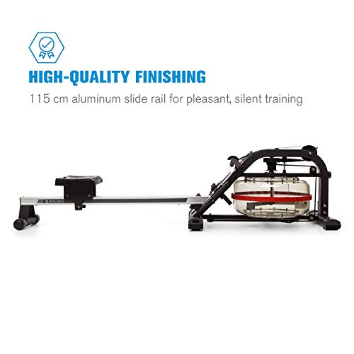 Capital Sports Rowlympic Remoergómetro - Banco de Remo, Pantalla LCD, Riel de Aluminio de 115 cm, Diseño de Almacenamiento Compacto Vertical, Peso soportado 150 kg, Ruedas de Transporte