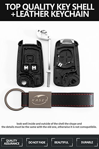 Carcasa Funda Llave Remoto Mando 2 Botones para Opel Insignia Astra Zafira Vauxhall Holden Mokka con Llavero de Cuero KASER