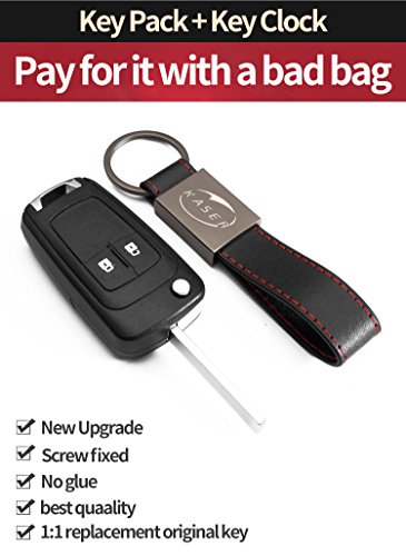 Carcasa Funda Llave Remoto Mando 2 Botones para Opel Insignia Astra Zafira Vauxhall Holden Mokka con Llavero de Cuero KASER