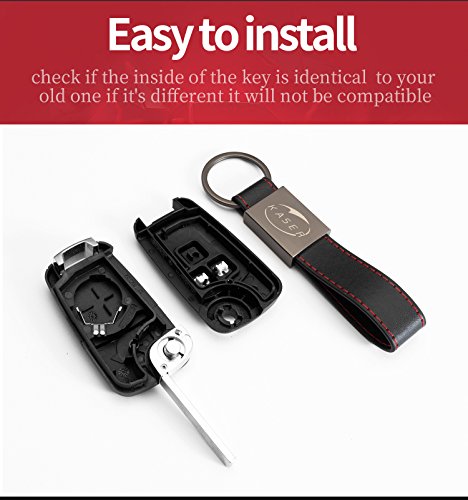 Carcasa Funda Llave Remoto Mando 2 Botones para Opel Insignia Astra Zafira Vauxhall Holden Mokka con Llavero de Cuero KASER