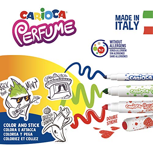 Carioca Perfume | 43082 - Caja Especial de rotuladores con Aromas y Pegatinas para Colorear. Colores Surtidos, 30 Unidades