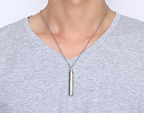 CARTER PAUL Botella de Perfume Simple de Acero Inoxidable Colgante de Collar cilíndrica, Hombres