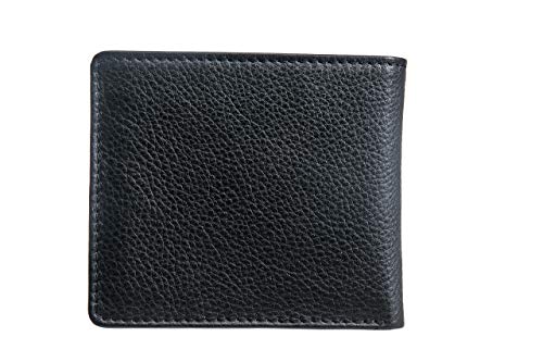 Cartera Castor de Piel auténtica para Hombre con Bloqueo RFID con Monedero – Billetera Plana Slim de Cuero Negro
