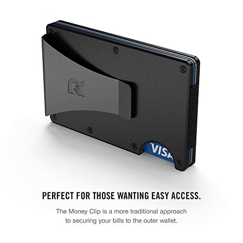 Cartera Tarjetero Minimalista con Protección RFID Incorporada, Bloqueo Garantizado Clonación Chips Digitales, Diseño Práctico, Clip Sujeción Billetes Integrado (Color Negro)