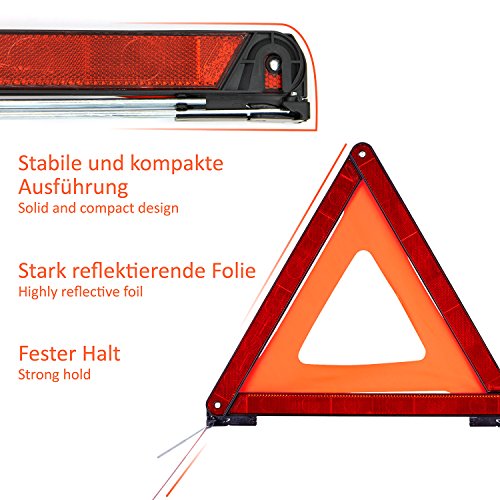 CARTO triángulo reflectante ECE - seguridad en zonas de accidentes o puntos de peligro / para coches / para todo tipo de vehículos a motor