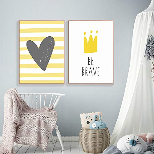 Cartoon Lion Be Brave Crown Boy Wall Art Picture Poster Infantil Lienzo Impresiones Decoración Living Room Bedroom Decals 50x70cm