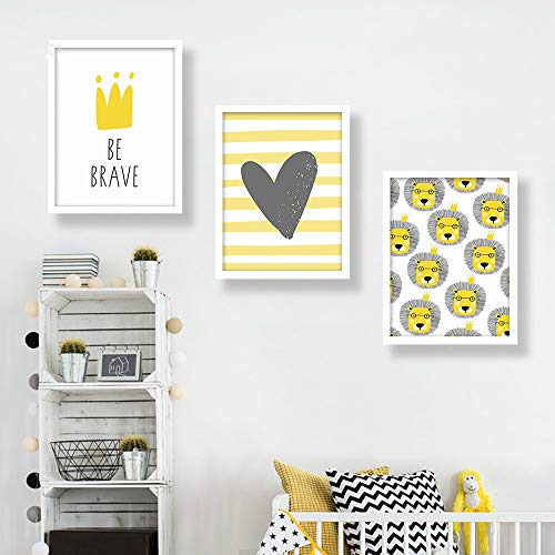 Cartoon Lion Be Brave Crown Boy Wall Art Picture Poster Infantil Lienzo Impresiones Decoración Living Room Bedroom Decals 50x70cm