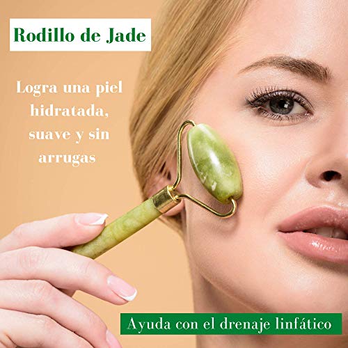 CASHWER Limpiador Facial Masajeador y Rodillo De Jade 100% Natural Cepillo de Limpieza Electrico Silicona Exfoliador Waterproof Cuidado de la piel Antienvejecimiento Recargable Para Regalo