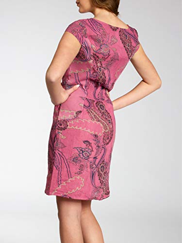 Caspar SKL022 Vestido Corto de Verano de Lino para Mujer con Estampado Paisley, Color:Fucsia, Talla:3XL - DE46 UK18 IT50 ES48 US16