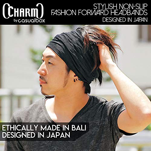 Casualbox Hombre Elástico Bandana Cinta Para El Pelo Venda Japonés Largo Cabello Rastas Cabeza Envolver Negro