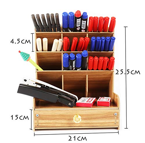 Catekro Caja de Almacenamiento de Oficina de Gran Capacidad, Suministros de Oficina Soporte de Bolígrafo de Almacenamiento de Papelería Multifuncional (Marrón vintage)