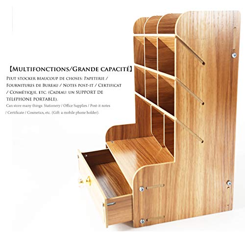 Catekro Caja de Almacenamiento de Oficina de Gran Capacidad, Suministros de Oficina Soporte de Bolígrafo de Almacenamiento de Papelería Multifuncional (Marrón vintage)