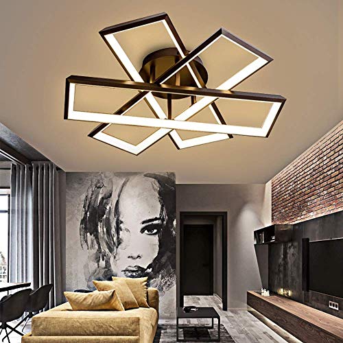 CattleBie Luz de Techo Rectangular LEDDimmable Moderno con el Mando a Distancia Función de Control de Memoria 50W Minimalista Negro Dormitorio de la lámpara del Anillo Redondo Blanco de la lámpara de