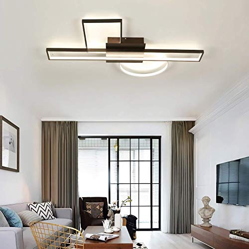 CattleBie Luz de Techo Rectangular LEDDimmable Moderno con el Mando a Distancia Función de Control de Memoria 50W Minimalista Negro Dormitorio de la lámpara del Anillo Redondo Blanco de la lámpara de