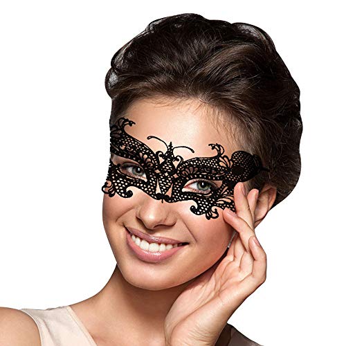 Celebrabox Máscara Seductora de Encaje para Fiestas de Disfraces, Sorprenda de Forma discreta, al Mismo Tiempo Que parezca Estar maquillada de Color Negro (Butterfly)