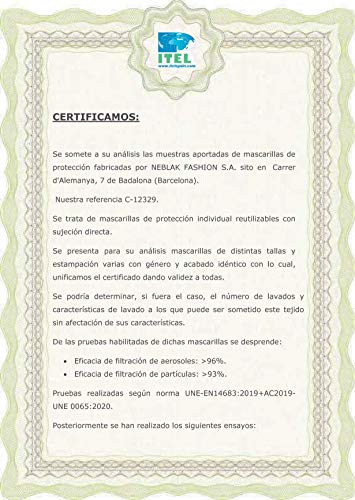 CENTELLA NEBLAK Mascarilla higiénica Reutilizable para adultos