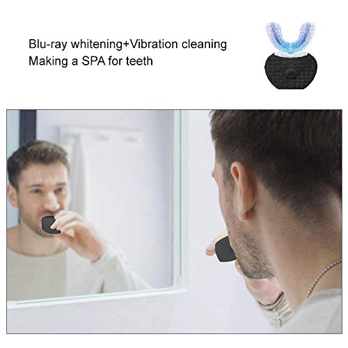 Cepillo de Dientes Eléctrico, 360° Ultrasónico Automático Cepillo de Dientes Impermeable IPX7 con 4 Modos y Blu-ray Cepillo para Blanquear el Cuidado Dental, Con Pasta de Dientes (Negro）