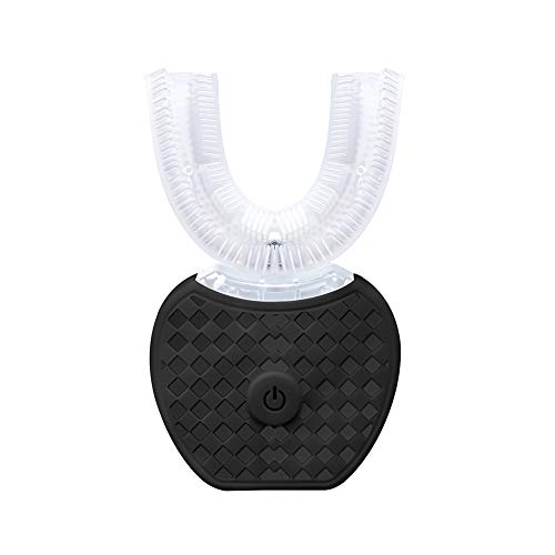 Cepillo de Dientes Eléctrico, 360° Ultrasónico Automático Cepillo de Dientes Impermeable IPX7 con 4 Modos y Blu-ray Cepillo para Blanquear el Cuidado Dental, Con Pasta de Dientes (Negro）