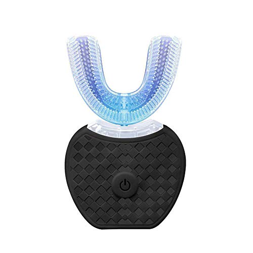 Cepillo de Dientes Eléctrico, 360° Ultrasónico Automático Cepillo de Dientes Impermeable IPX7 con 4 Modos y Blu-ray Cepillo para Blanquear el Cuidado Dental, Con Pasta de Dientes (Negro）