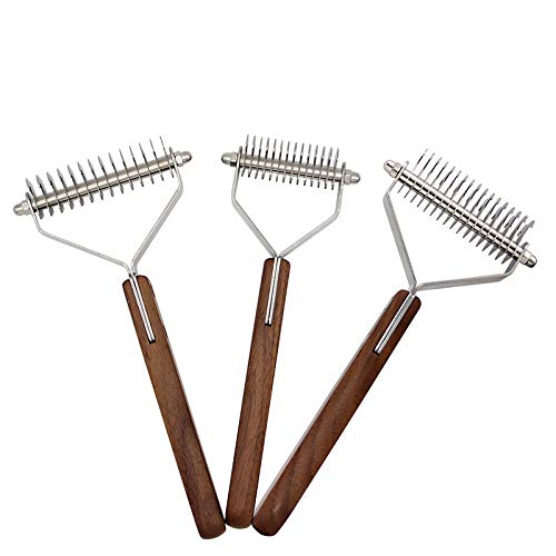 Cepillo de Pelo de Perro Nudo De Doble Cara para Perros Peine Nogal Inoxidable Nudo Abierto Rastrillo Cuchillo Productos De Aseo para Mascotas Peine para Perro 2