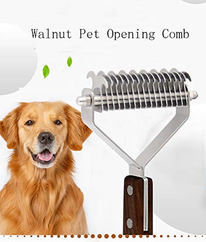 Cepillo de Pelo de Perro Nudo De Doble Cara para Perros Peine Nogal Inoxidable Nudo Abierto Rastrillo Cuchillo Productos De Aseo para Mascotas Peine para Perro 2