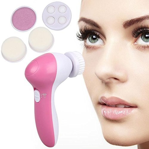 Cepillo Facial 5 in 1 Beauty Massager Limpiador de Cara Giratoria Impermeable Cepillo de Limpieza Masajeadorlos para Remover Lípidos Adicionales, Puntos Negros y Maquillaje