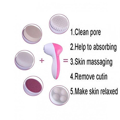 Cepillo Facial 5 in 1 Beauty Massager Limpiador de Cara Giratoria Impermeable Cepillo de Limpieza Masajeadorlos para Remover Lípidos Adicionales, Puntos Negros y Maquillaje