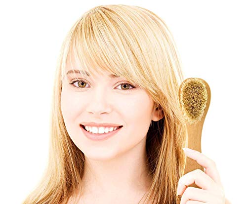 Cepillo Para Cuerpo Para Piel Seca de Cerdas Naturales De Jabalí Y Mango Largo Extraíble – Cepillo Corporal Para Espalda, Ducha, Cepillado Seco Y Húmedo Para exfoliación, Reduce la Celulitis, Y Masaje