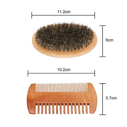 Cepillos de afeitar, Cepillo ovalado para bigote de barba para hombres + Peine Kit de aseo para limpieza de afeitado facial